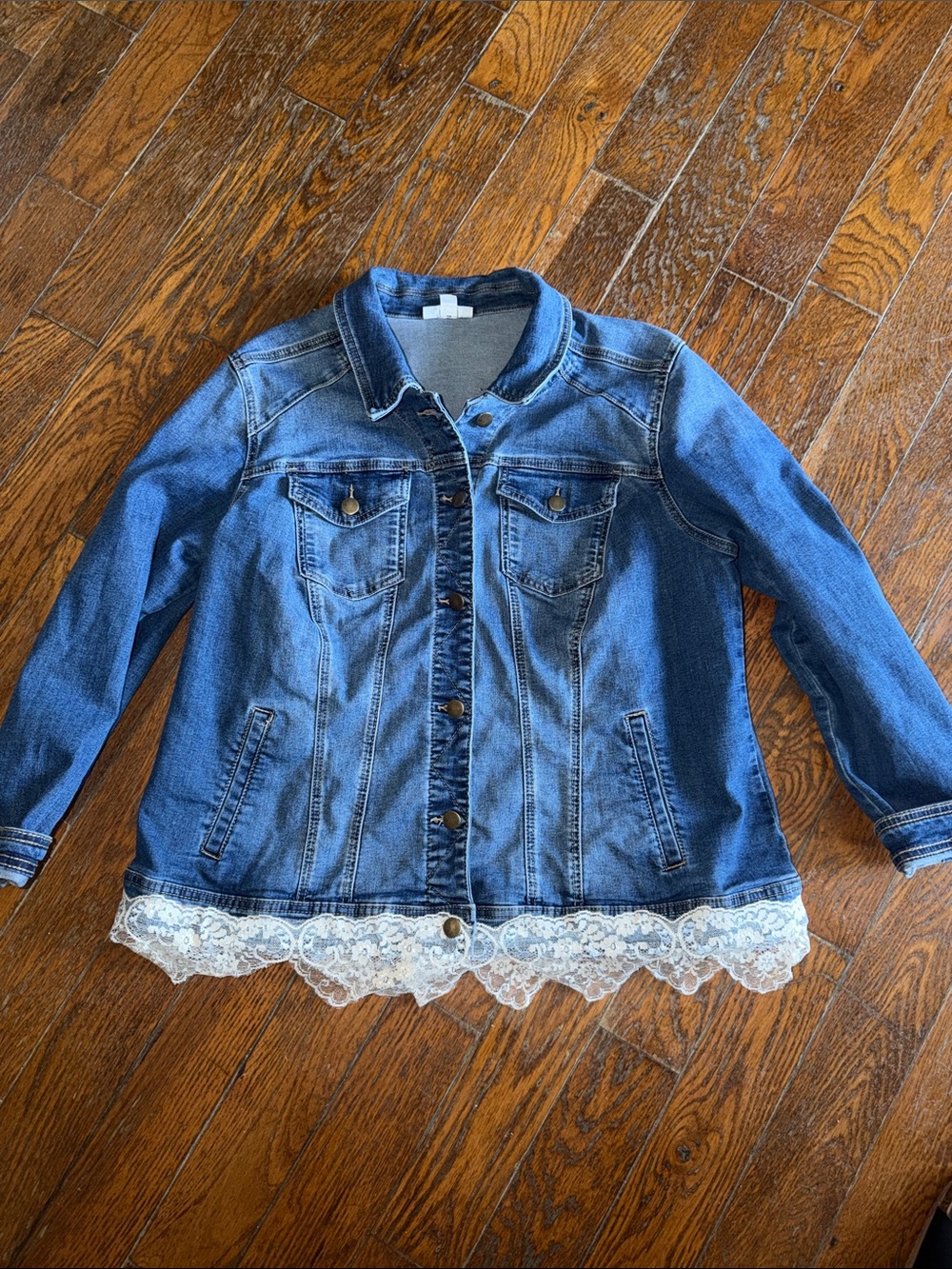 Westport Denim Jacket with White Lace Hem